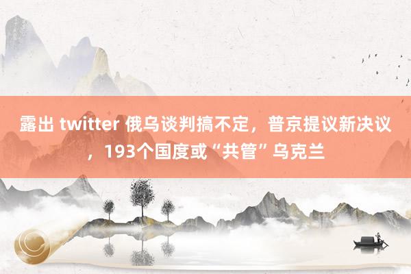 露出 twitter 俄乌谈判搞不定，普京提议新决议，193个国度或“共管”乌克兰