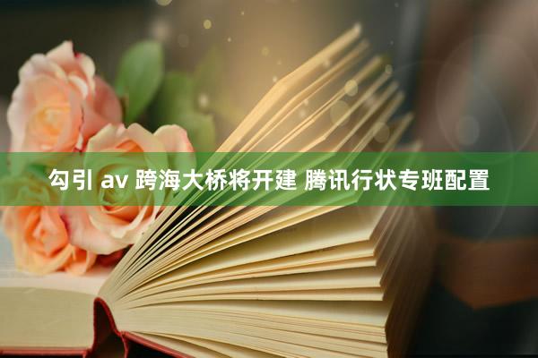 勾引 av 跨海大桥将开建 腾讯行状专班配置